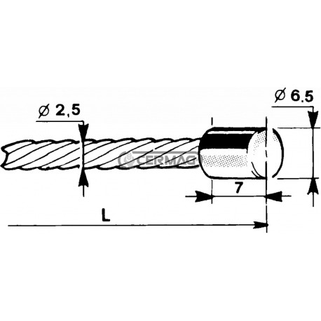 REF CERMAG : 60015 CABLE A TETE CYLINDRIQUE Ø 6,5x7 L:2200 MM