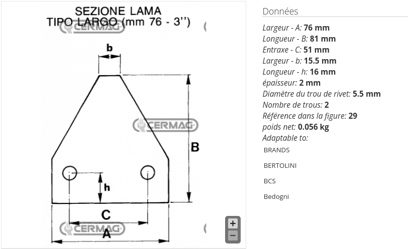 LAME FAUCHEUSE BCS 622